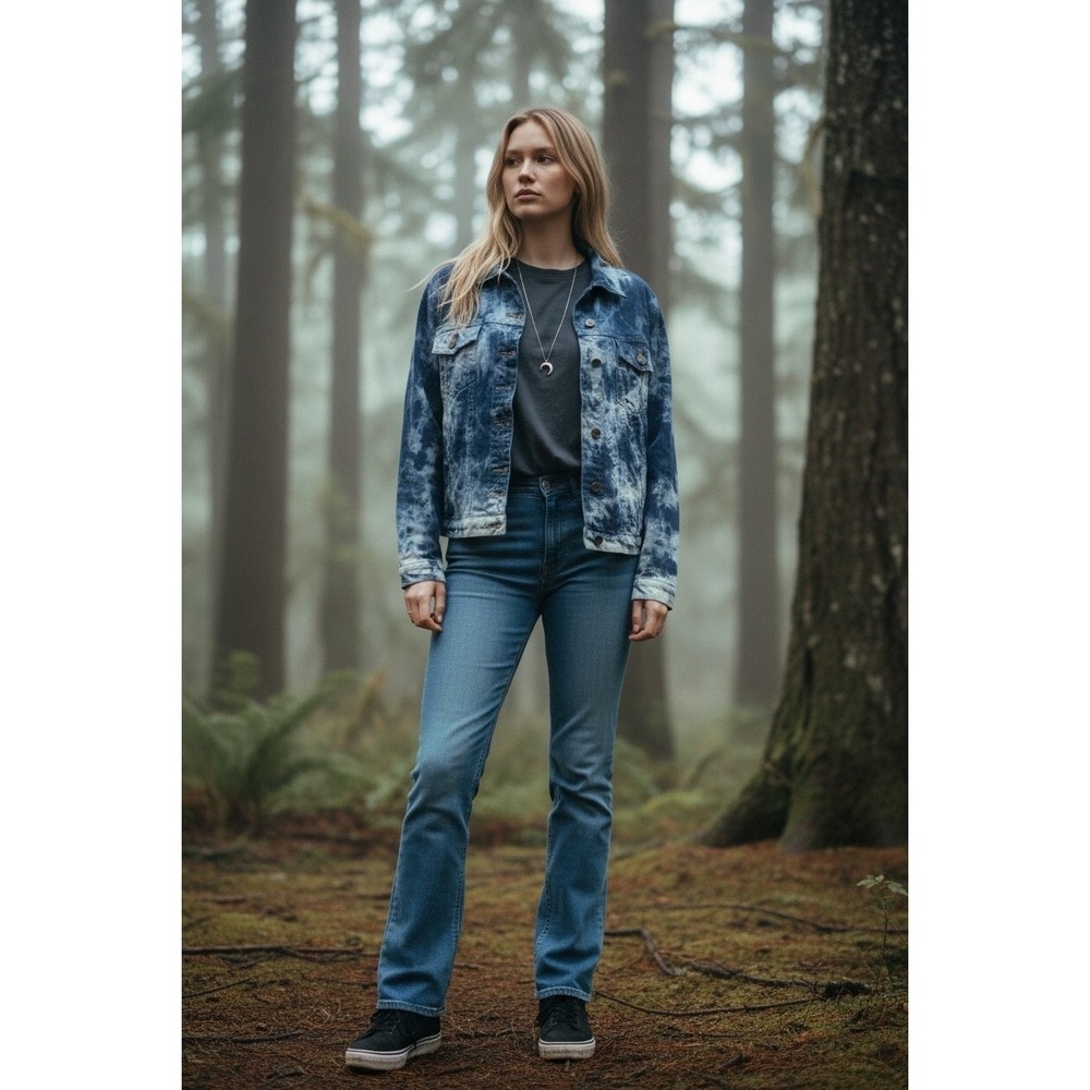 Y2K Helium London Acid Wash Denim Jean Jacket‎ Streetwear Layering 90's Sz L